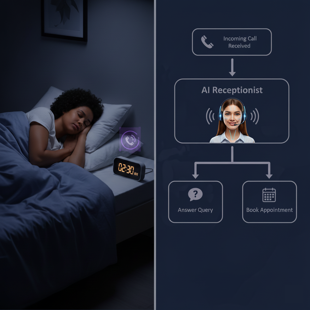 AI handling calls at night while customer sleeps peacefully